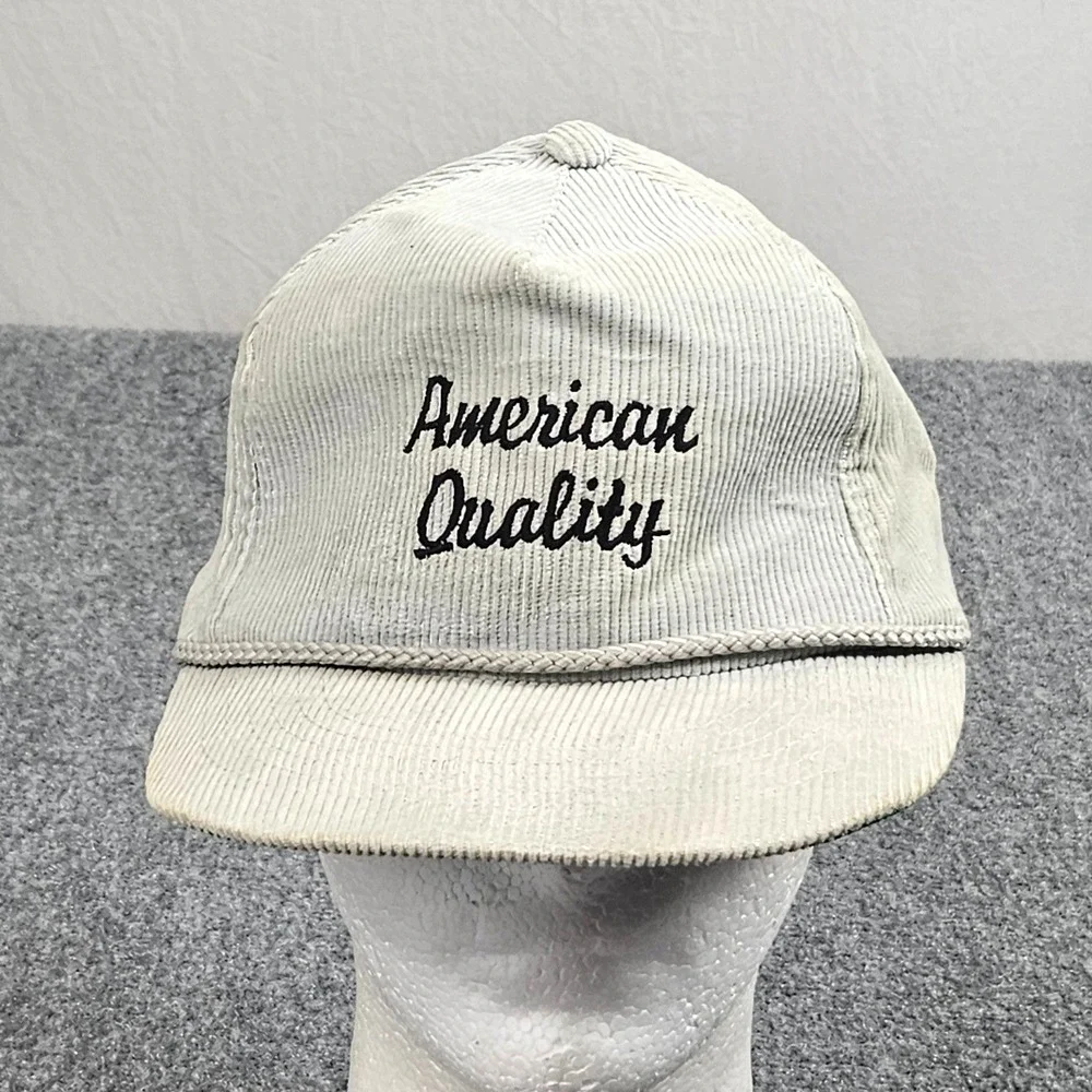 Vintage American Quality Corduroy Hat Gray Patina Advon Inc Snapback Rope 80s